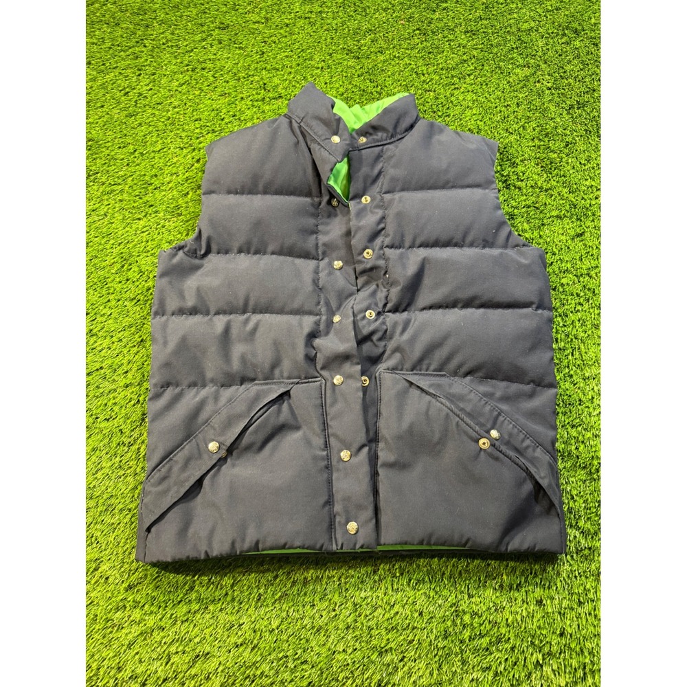 Alpine Designs‎ Goose Down Puffer Vest Reversible Navy Green Medium USA Made